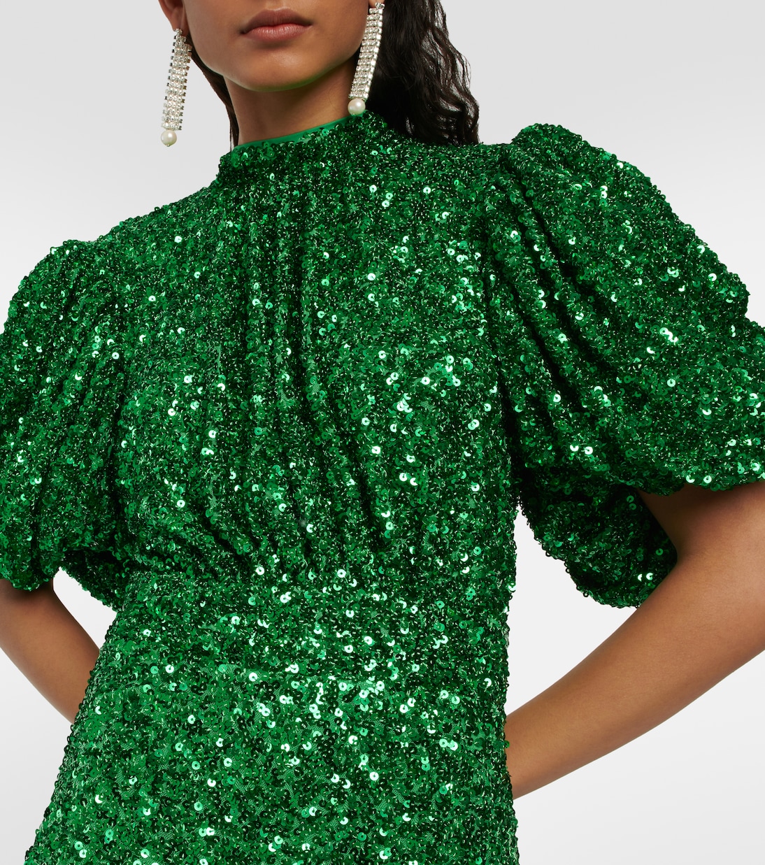 Sequined puff-sleeve maxi dress | Rotate