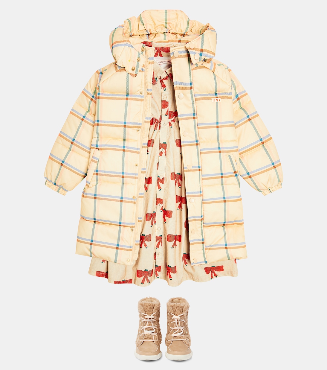 Checked cotton puffer coat | Tinycottons