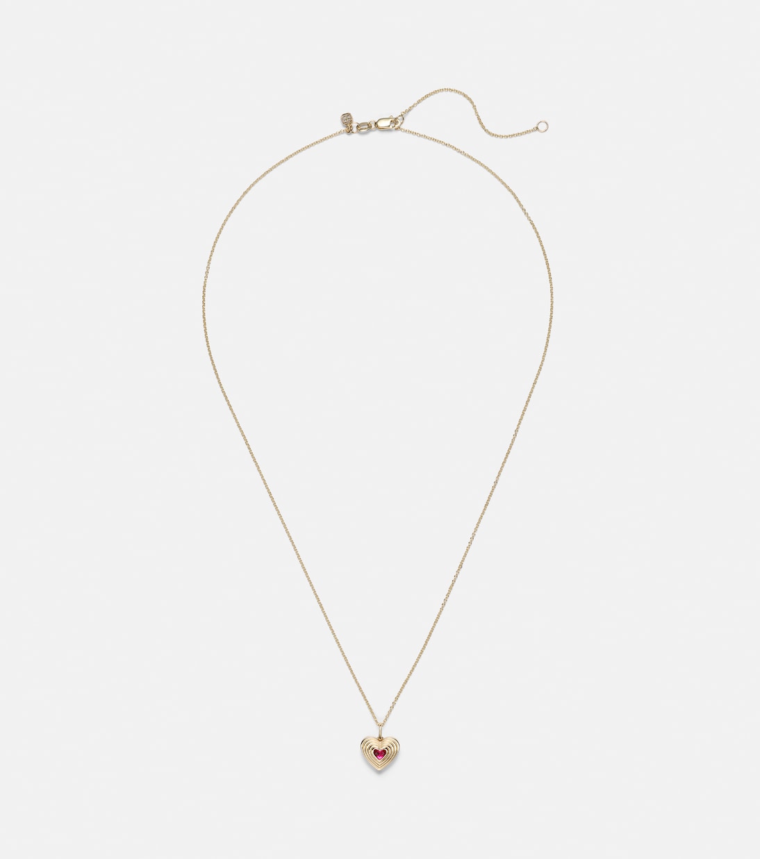 Collier chaîne Fluted Heart en or 14 ct et rubis | Sydney Evan