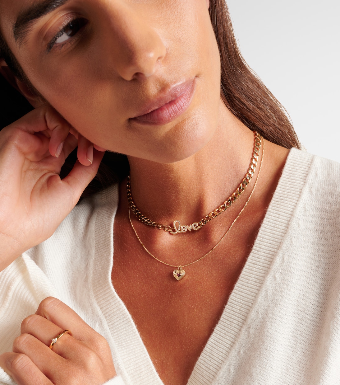 Collier chaîne Fluted Heart en or 14 ct et rubis | Sydney Evan