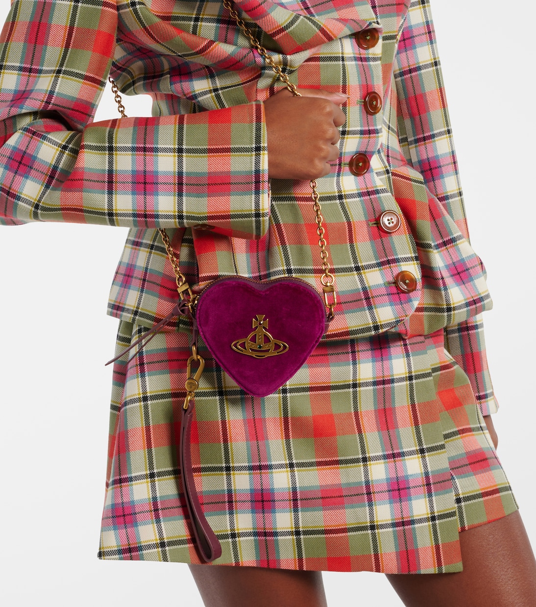 Heart velvet coin purse with strap | Vivienne Westwood