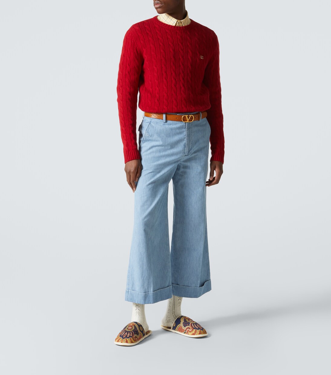 Paisley denim slides | Valentino Garavani