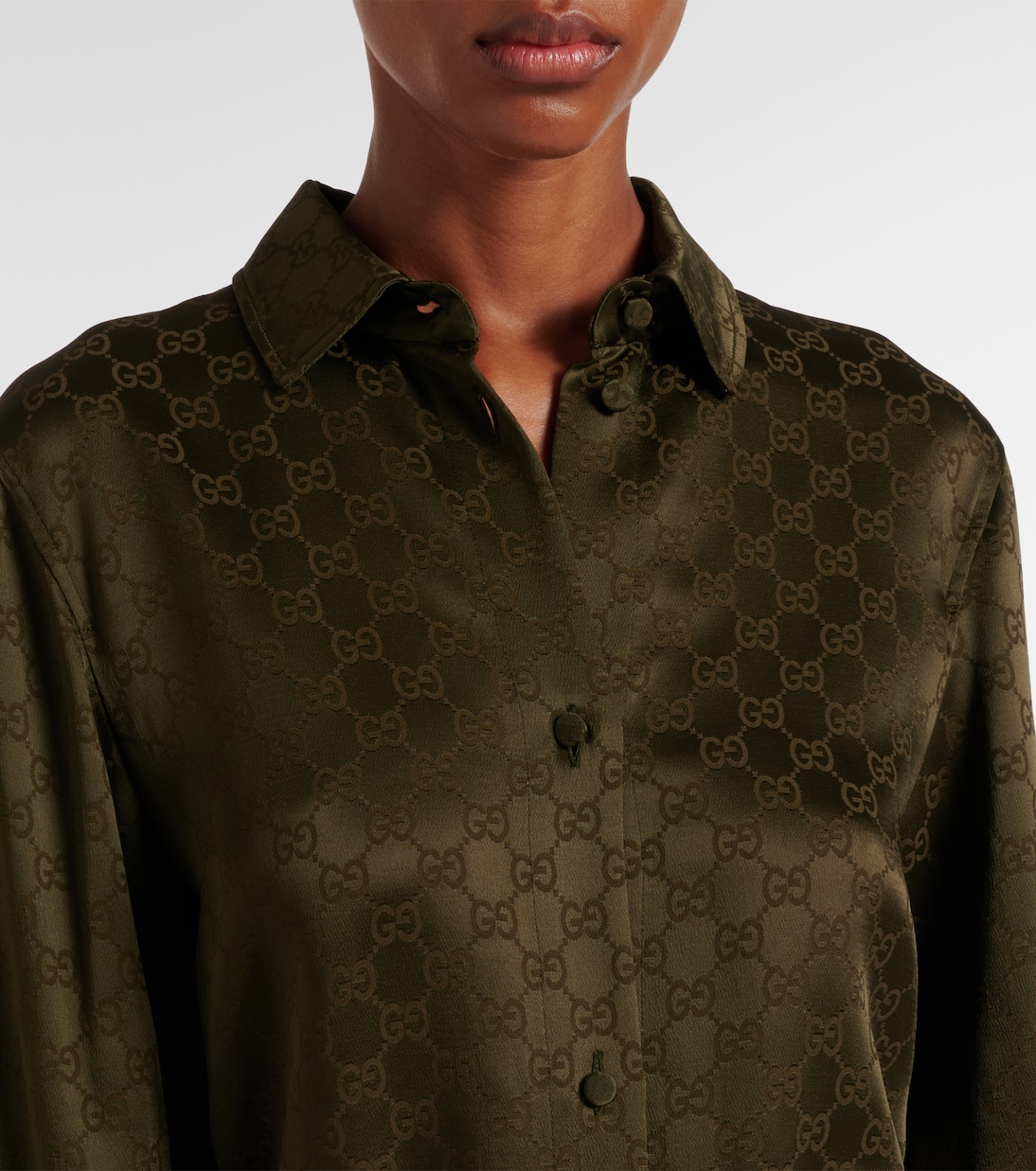 Hemdblusenkleid GG aus Satin | Gucci