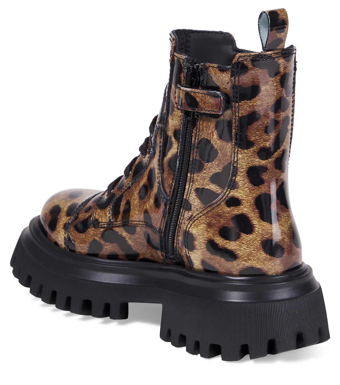 Leopard-print leather combat boots | Dolce&Gabbana Kids