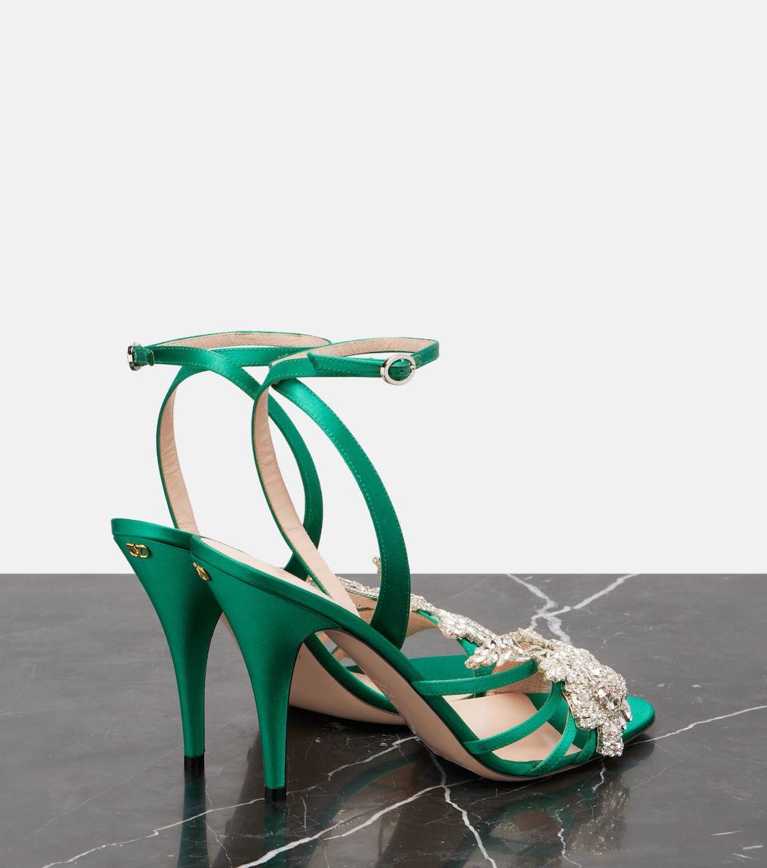 Sandali Ladycrush 100 in raso con cristalli | Valentino Garavani