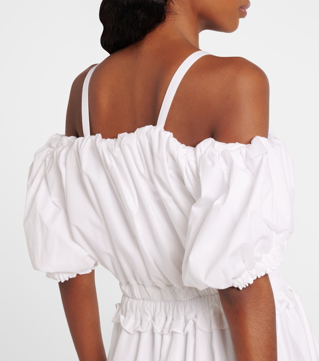 Off-Shoulder-Midikleid aus Baumwollpopeline | Noir Kei Ninomiya