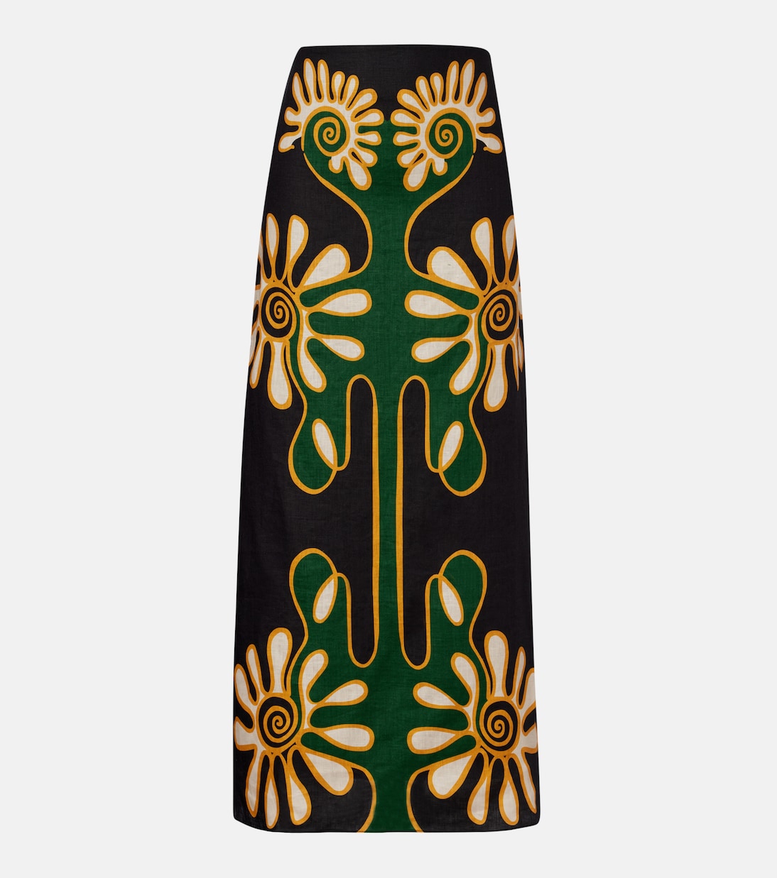 Jupe midi Celina imprimée en lin | Cala de la Cruz