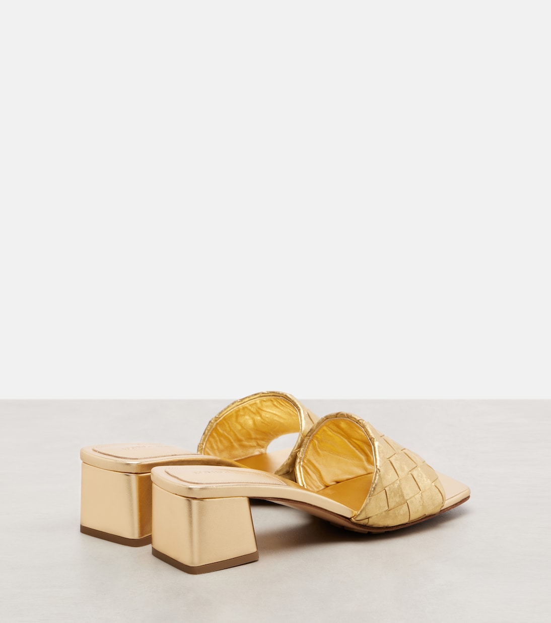 Parco Intrecciato metallic leather mules | Bottega Veneta