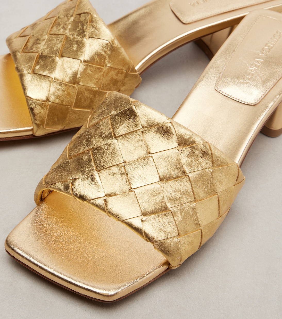 Parco Intrecciato metallic leather mules | Bottega Veneta