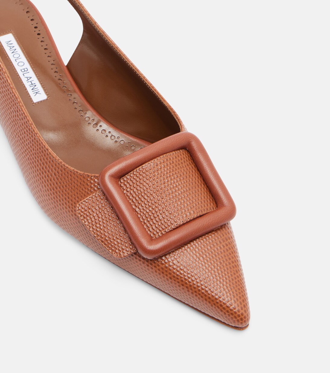 Bailarinas destalonadas Maylura de piel grabada | Manolo Blahnik