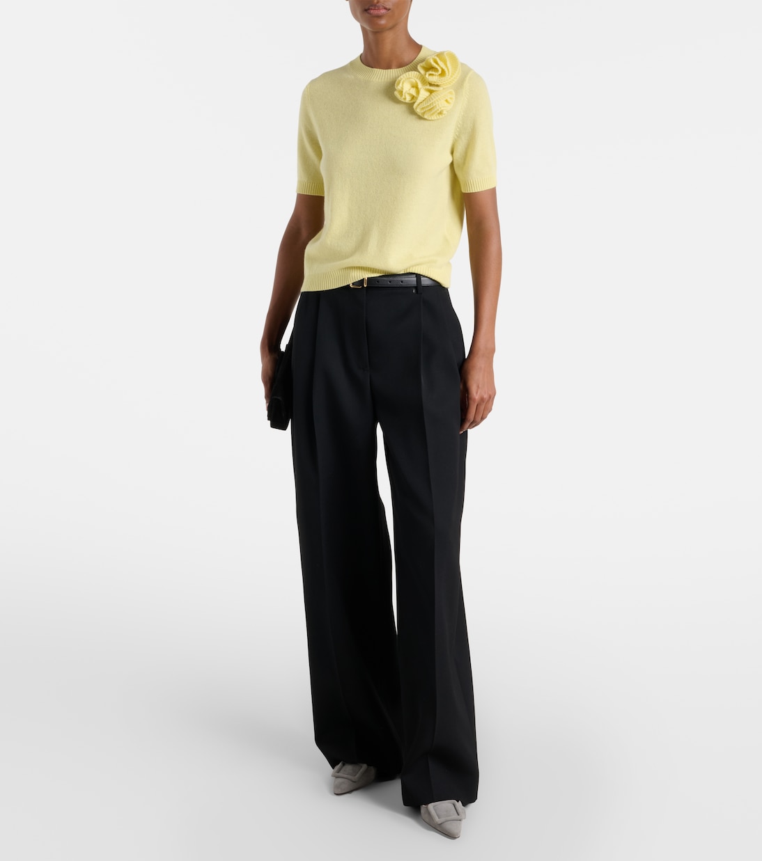 Pull en cachemire et laine à fleurs | Jardin des Orangers