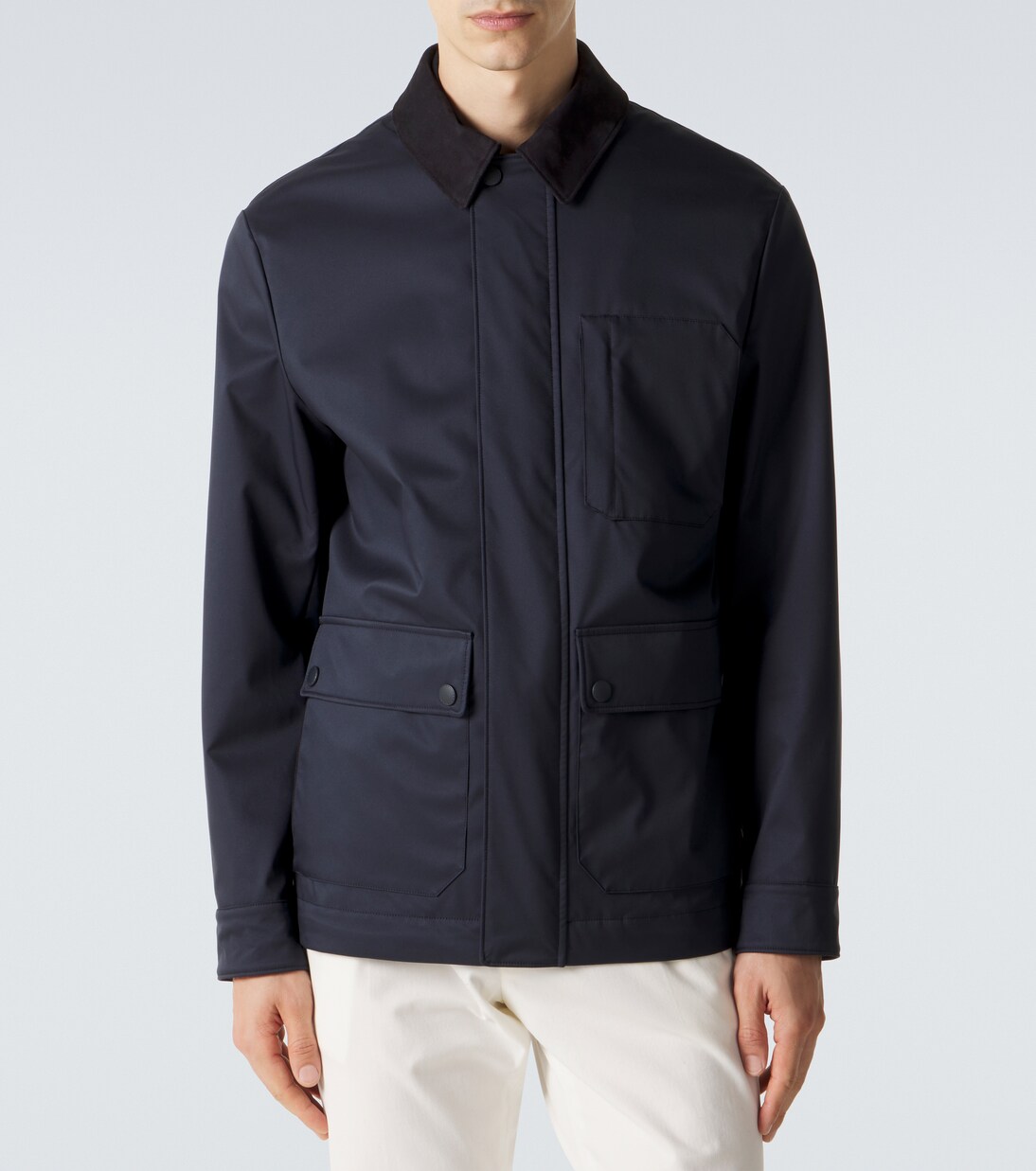 Suede-trimmed blouson jacket | Canali
