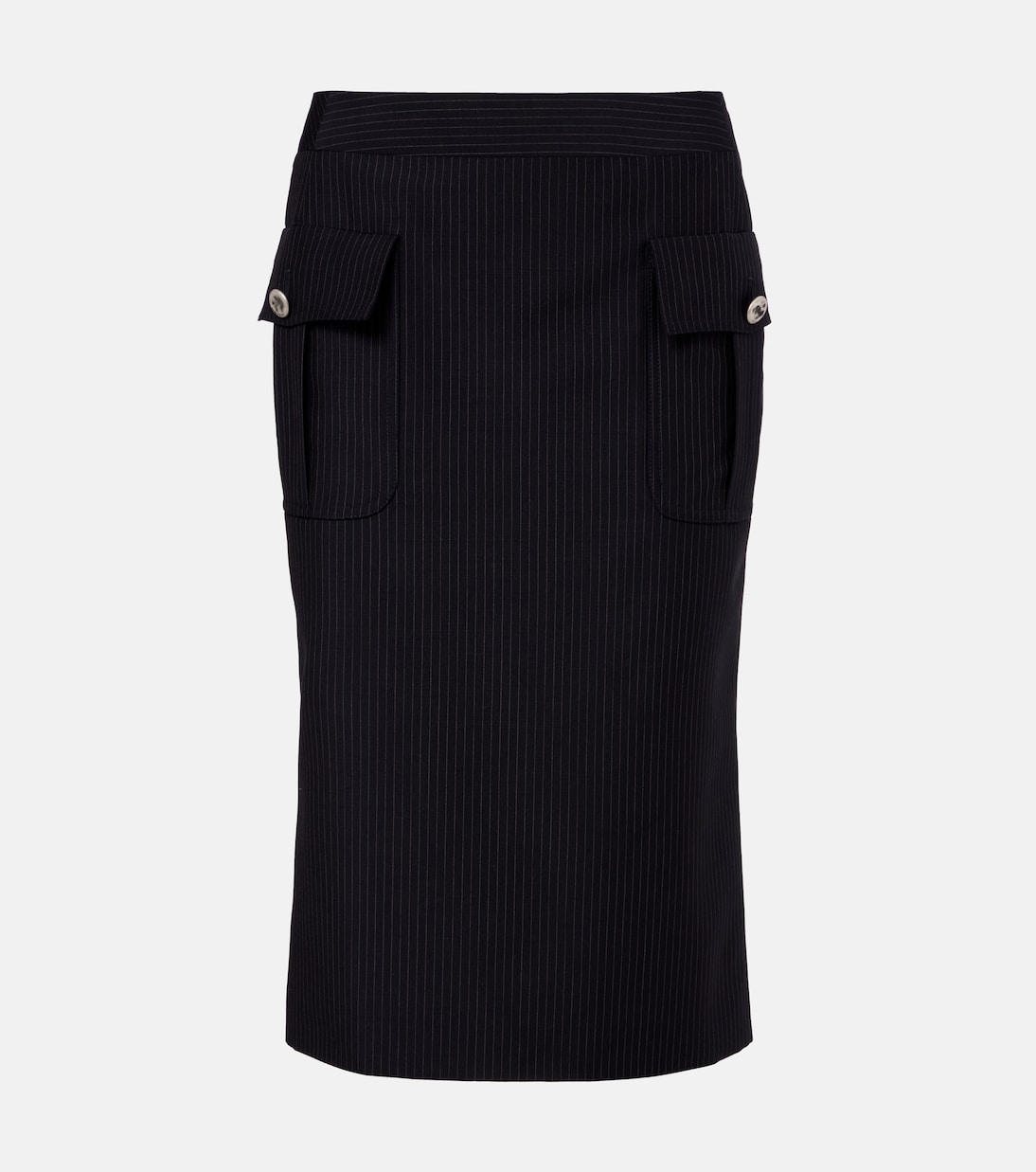 Chalk stripe wool and mohair pencil skirt | McQueen