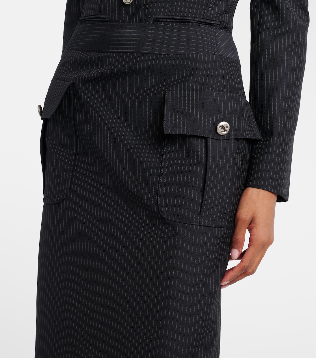 Chalk stripe wool and mohair pencil skirt | McQueen