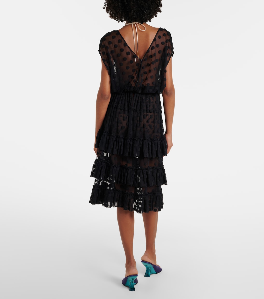 Robe midi en coton mélangé à pois | Dries Van Noten