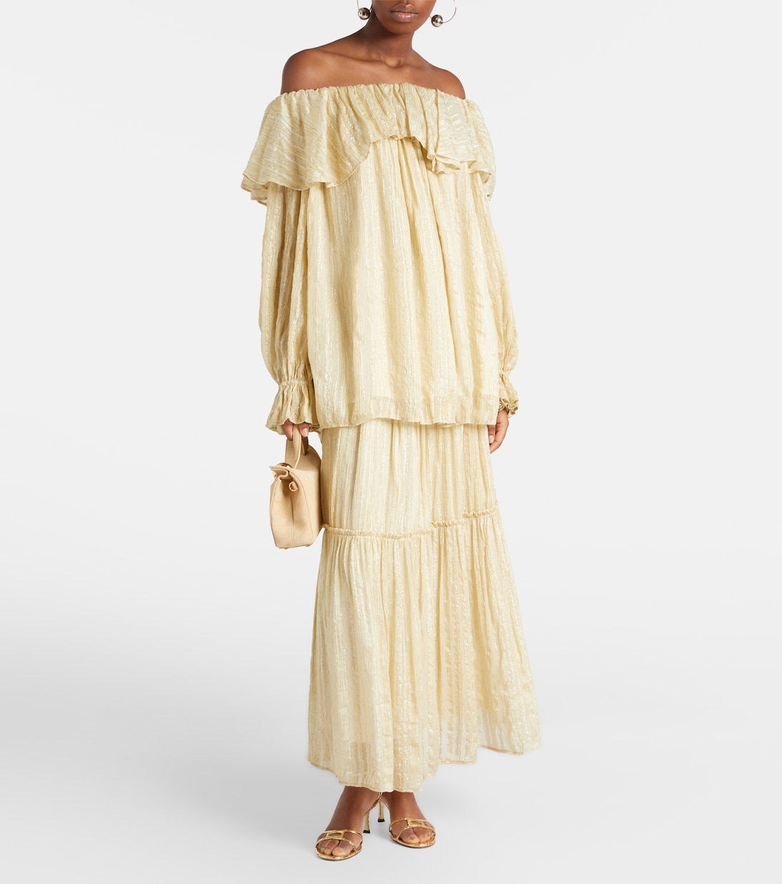 تنورة طويلة مخطّطة من الحرير المخلوط | Xu Zhi