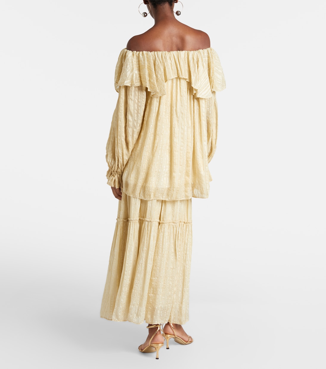 تنورة طويلة مخطّطة من الحرير المخلوط | Xu Zhi