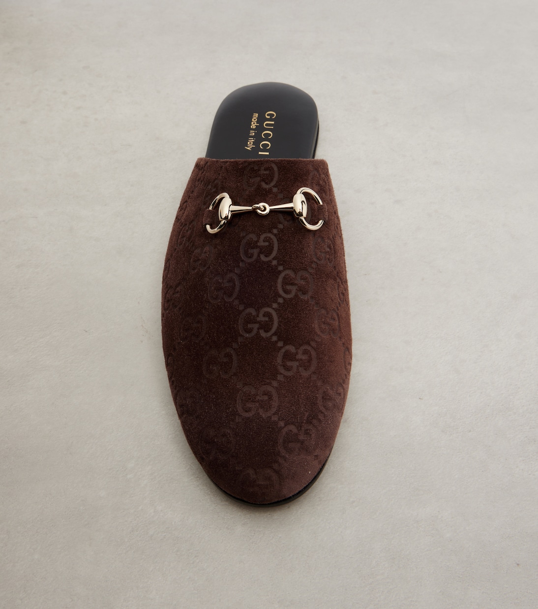 Slippers Horsebit GG aus Veloursleder | Gucci