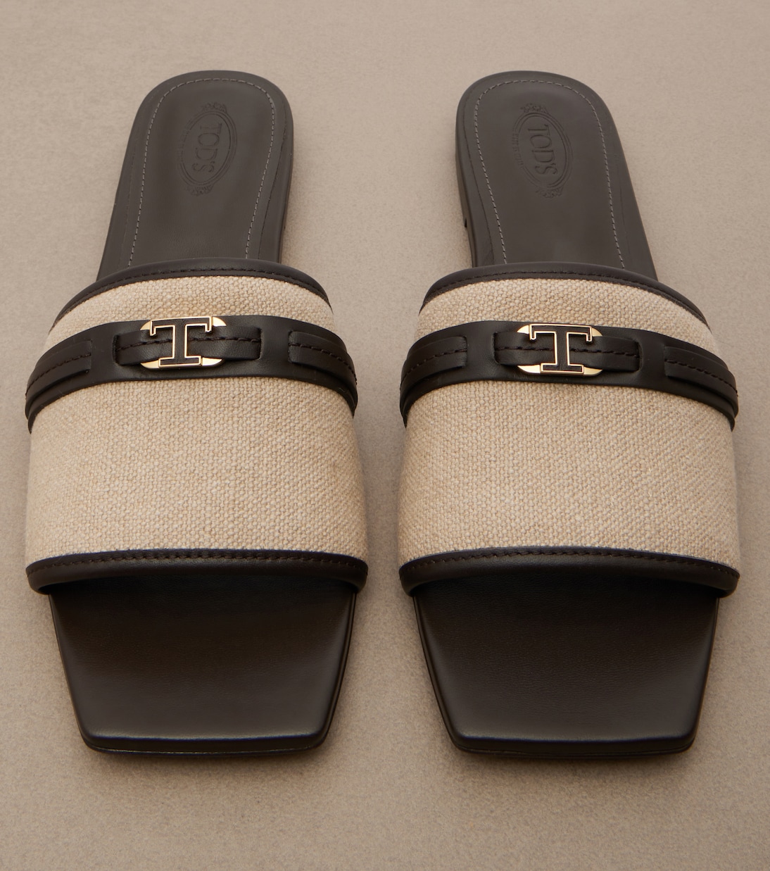 Leather-trimmed raffia slides | Tod's