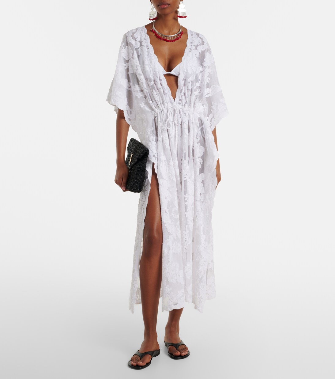 Caftano in cotone con ricamo | Juliet Dunn
