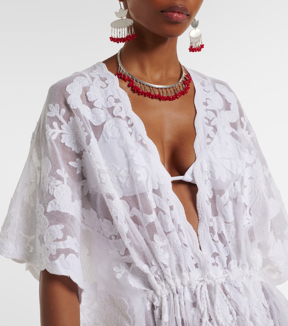 Caftano in cotone con ricamo | Juliet Dunn