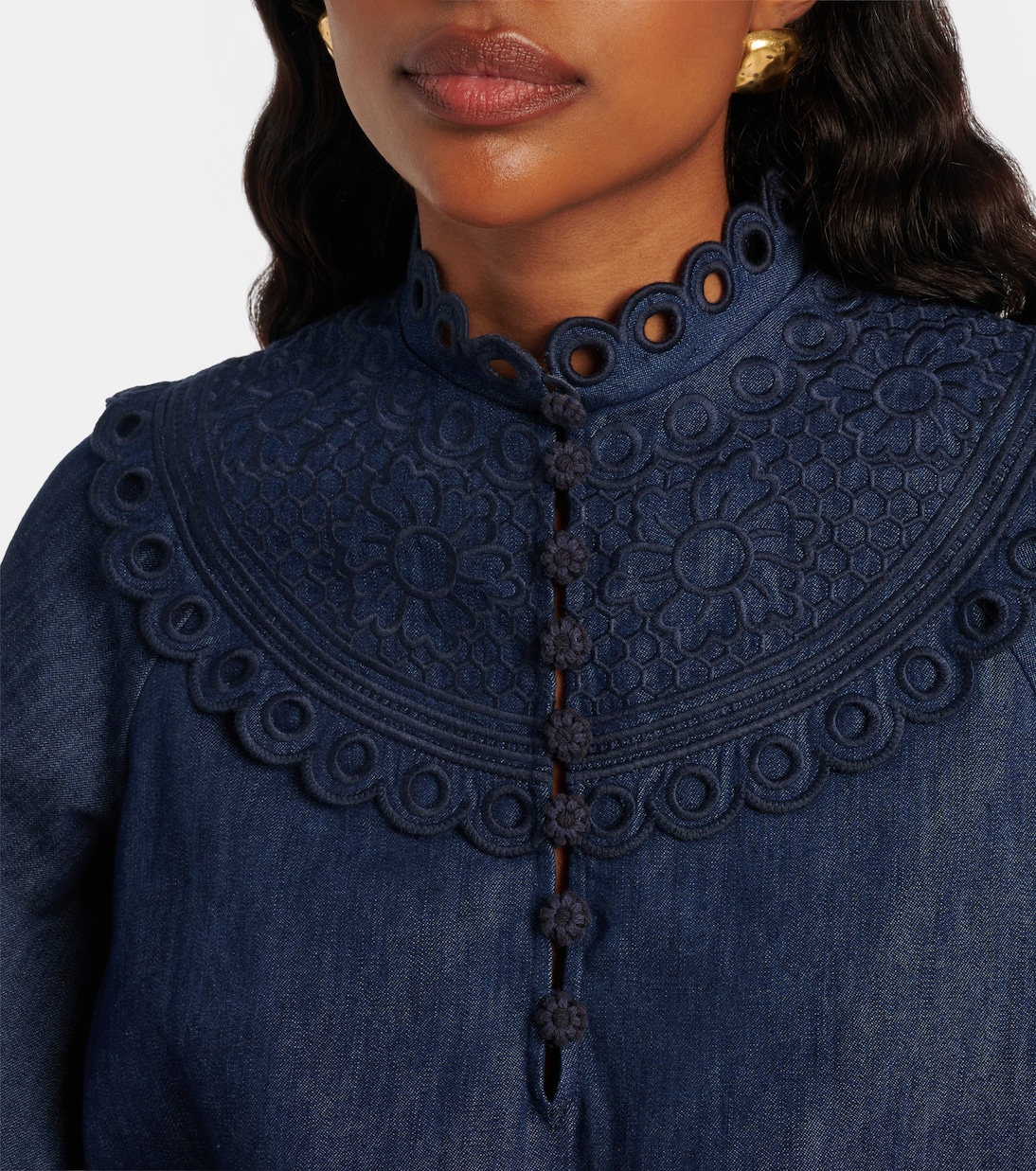 Top di jeans Mahon con ricamo | Zimmermann