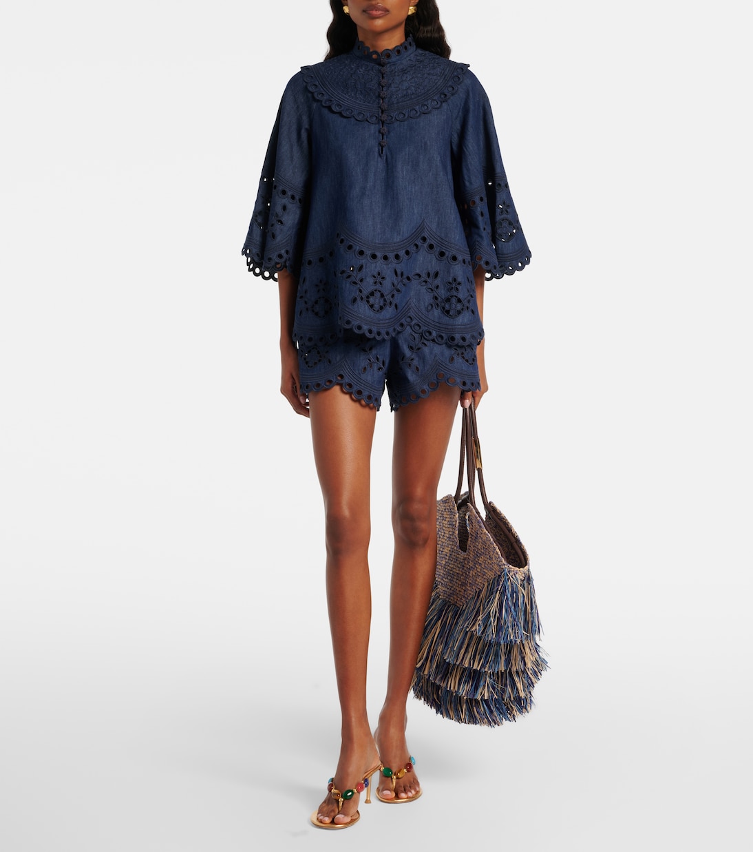 Top di jeans Mahon con ricamo | Zimmermann