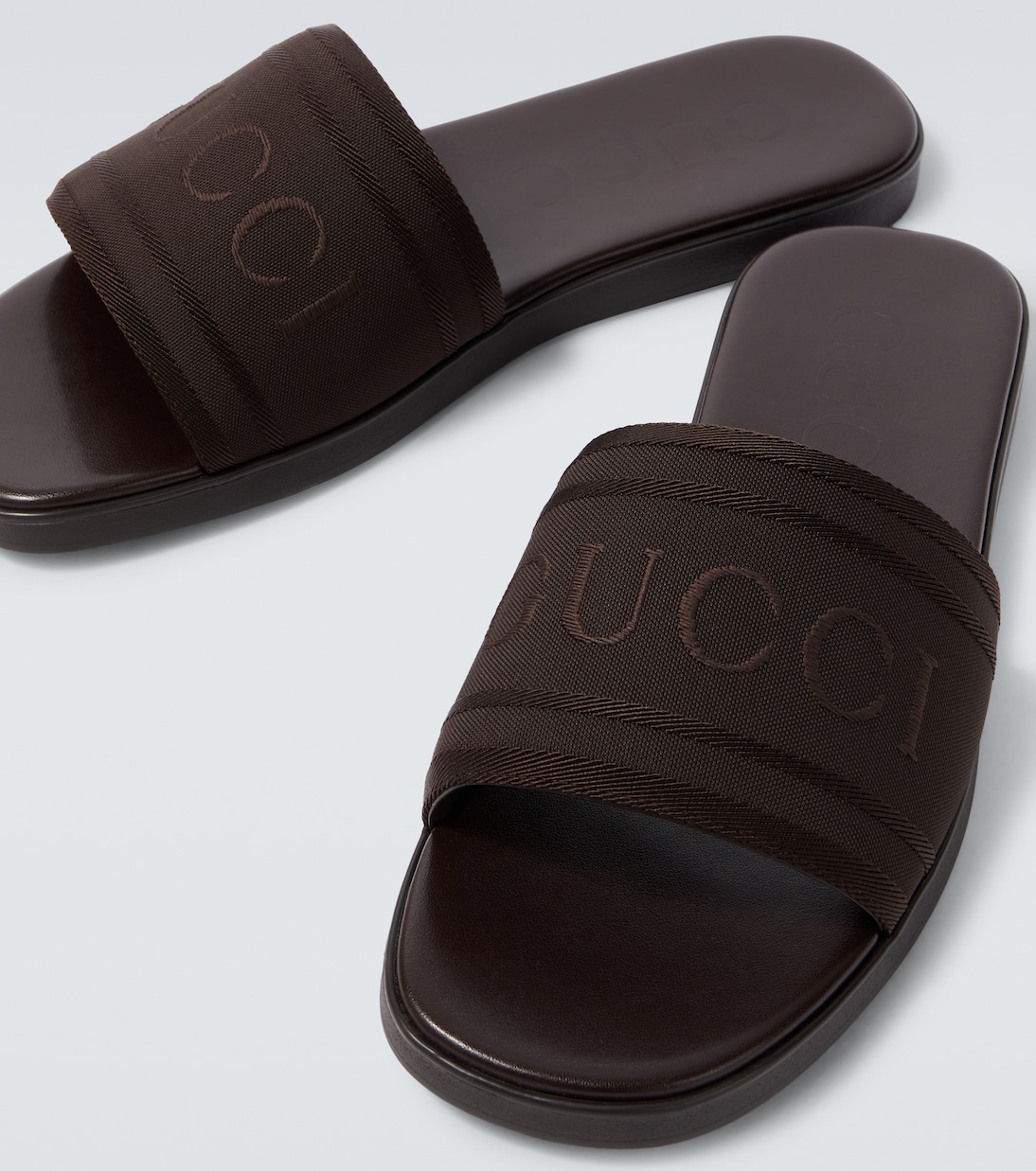 Logo帆布与皮革凉拖鞋 | Gucci