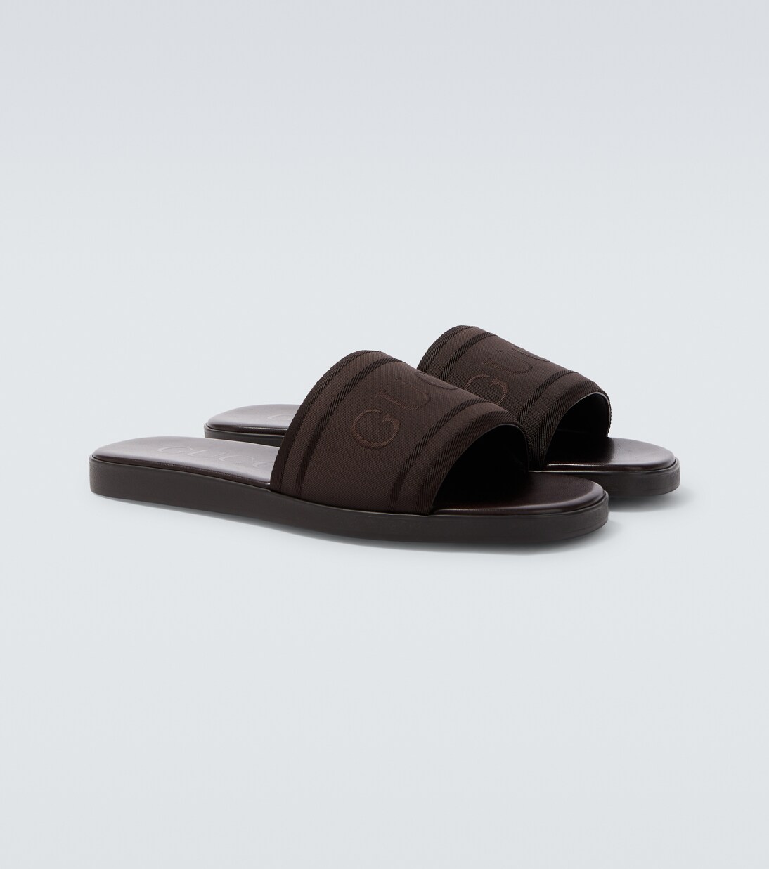 Logo帆布与皮革凉拖鞋 | Gucci
