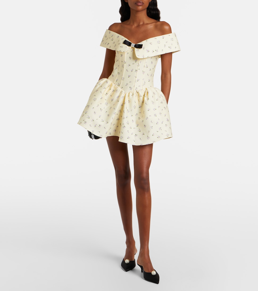 Floral off-shoulder cotton and silk corset dress | Shushu/Tong