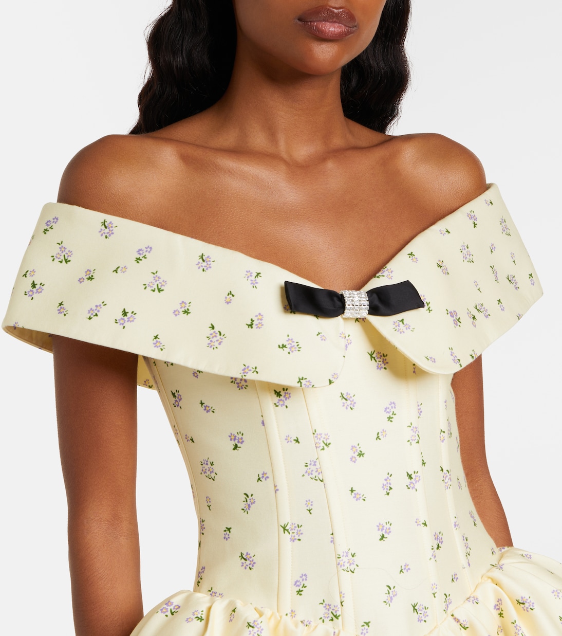 Floral off-shoulder cotton and silk corset dress | Shushu/Tong