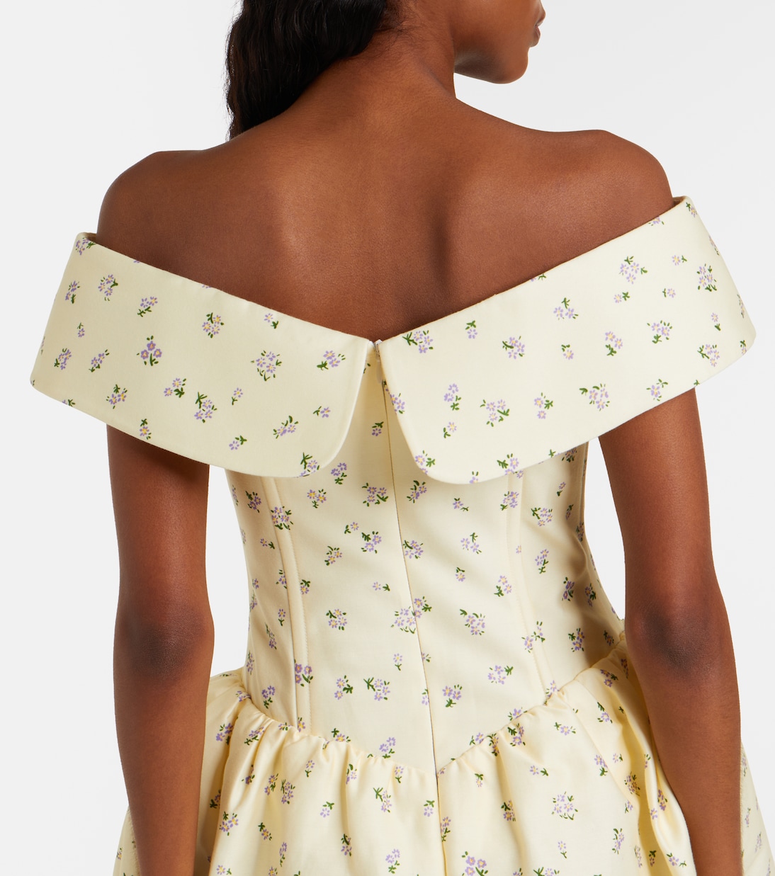 Floral off-shoulder cotton and silk corset dress | Shushu/Tong