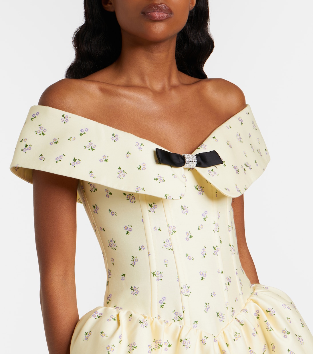 Floral off-shoulder cotton and silk corset dress | Shushu/Tong