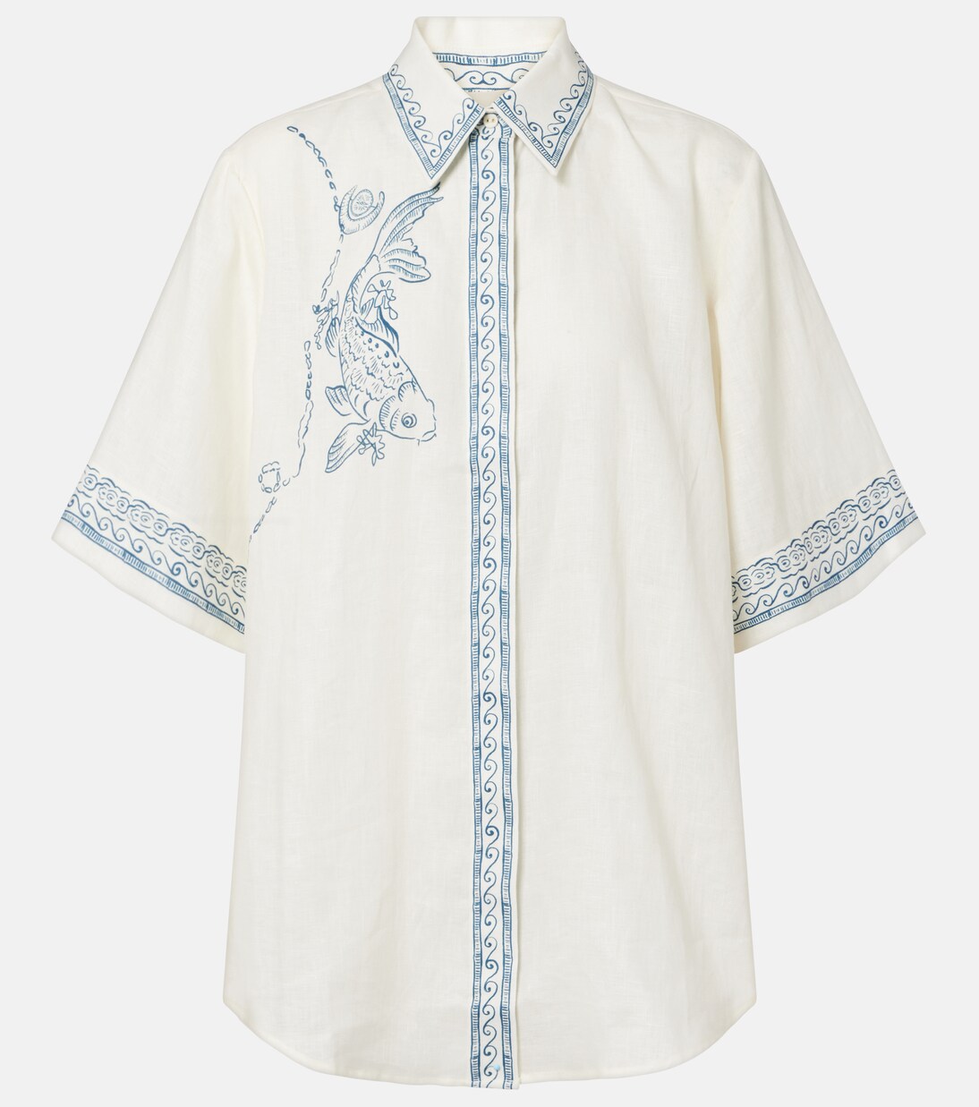 Chemise oversize Lucky en lin imprimée | Alémais