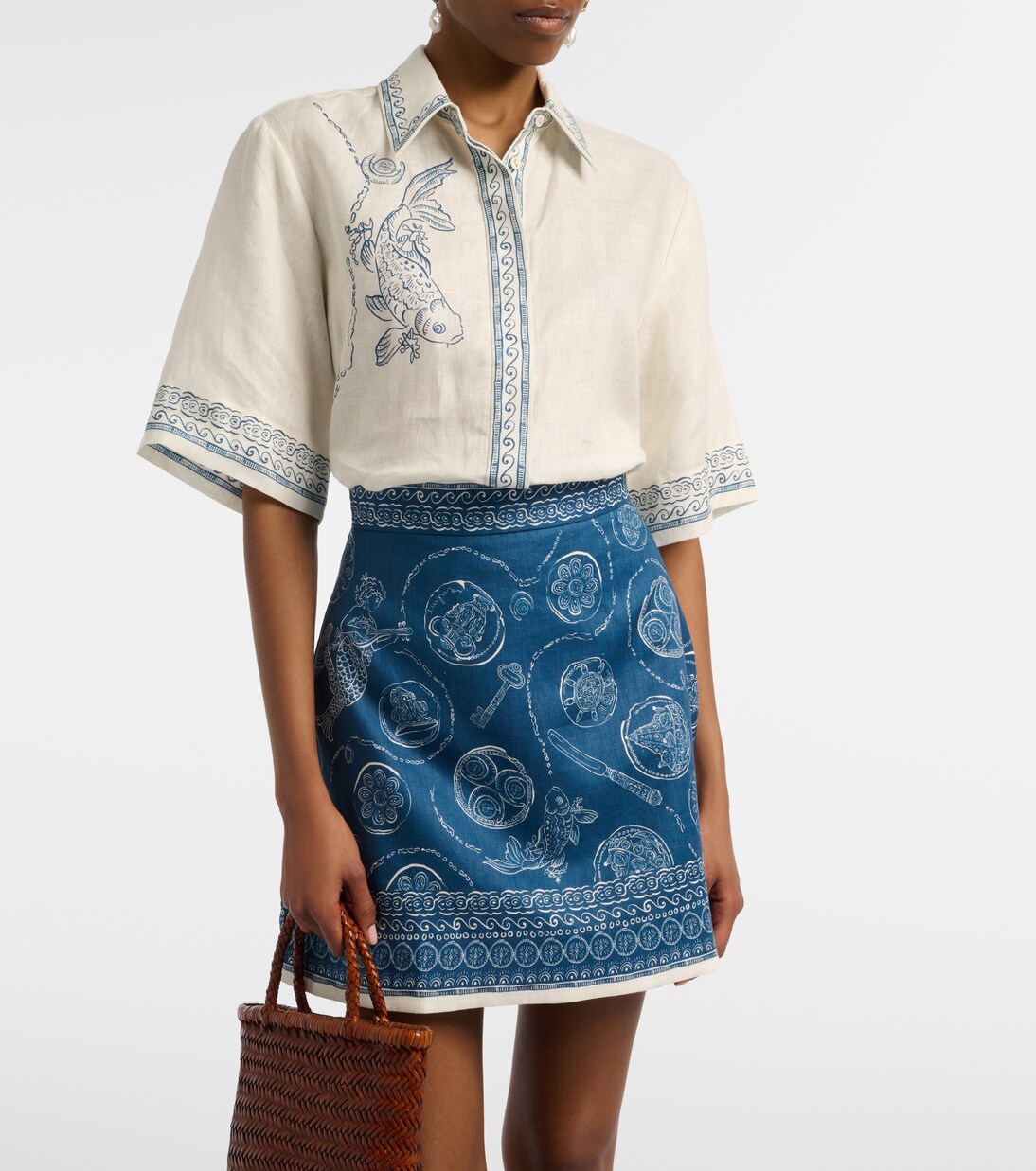 Chemise oversize Lucky en lin imprimée | Alémais