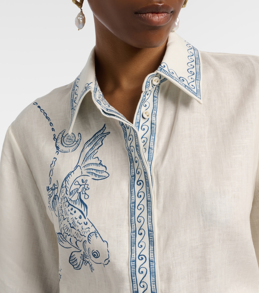 Chemise oversize Lucky en lin imprimée | Alémais