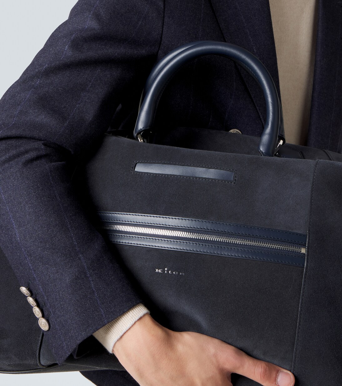 Leather-trimmed suede duffel bag | Kiton