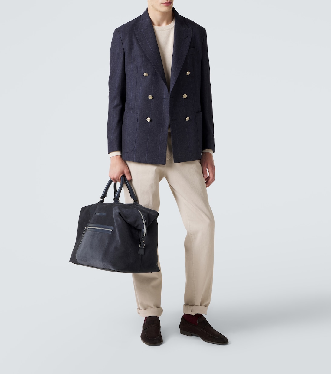 Leather-trimmed suede duffel bag | Kiton