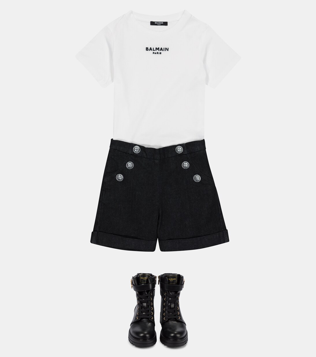 Stretch-cotton denim shorts | Balmain Kids
