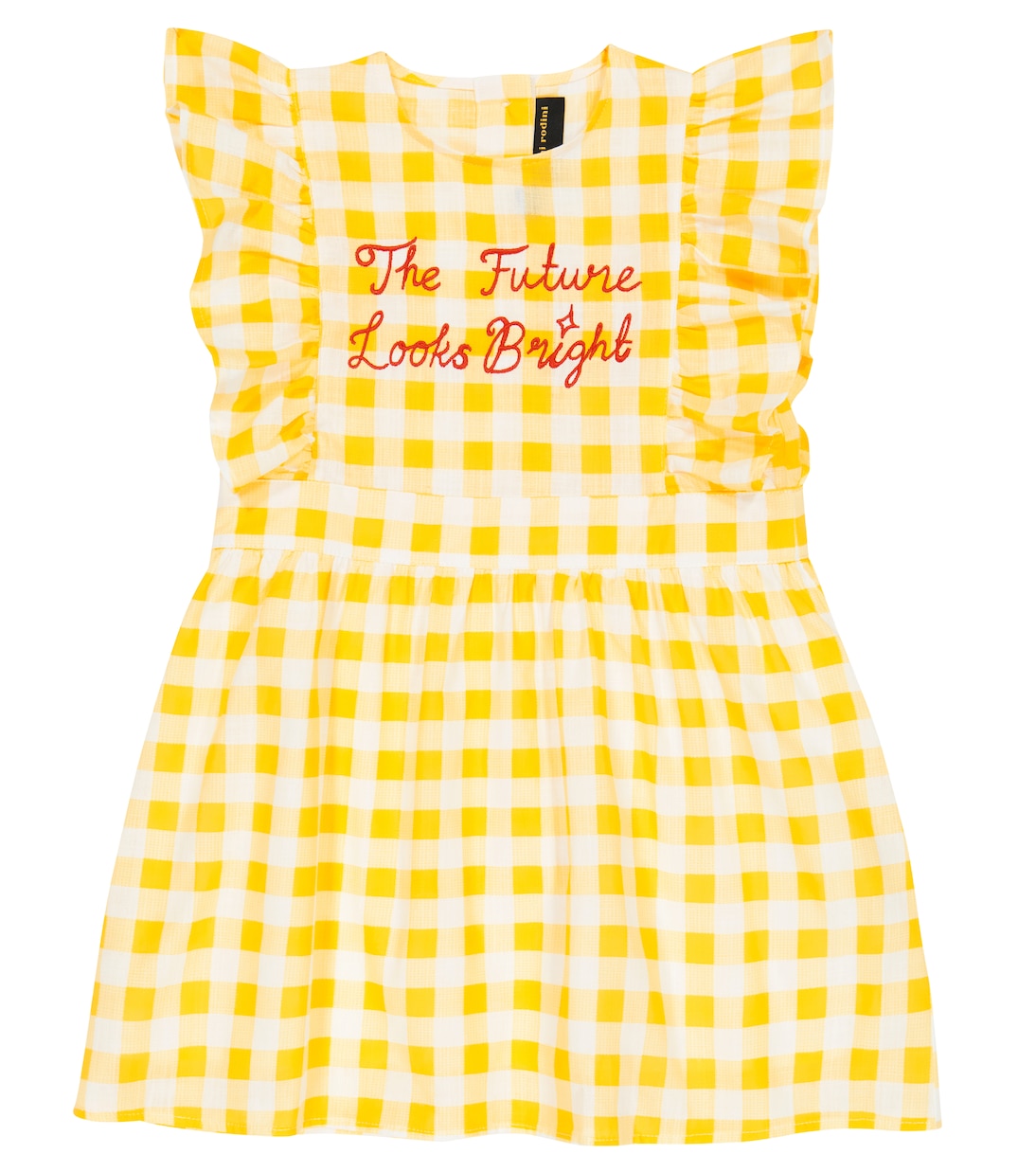 Embroidered gingham cotton dress | Mini Rodini
