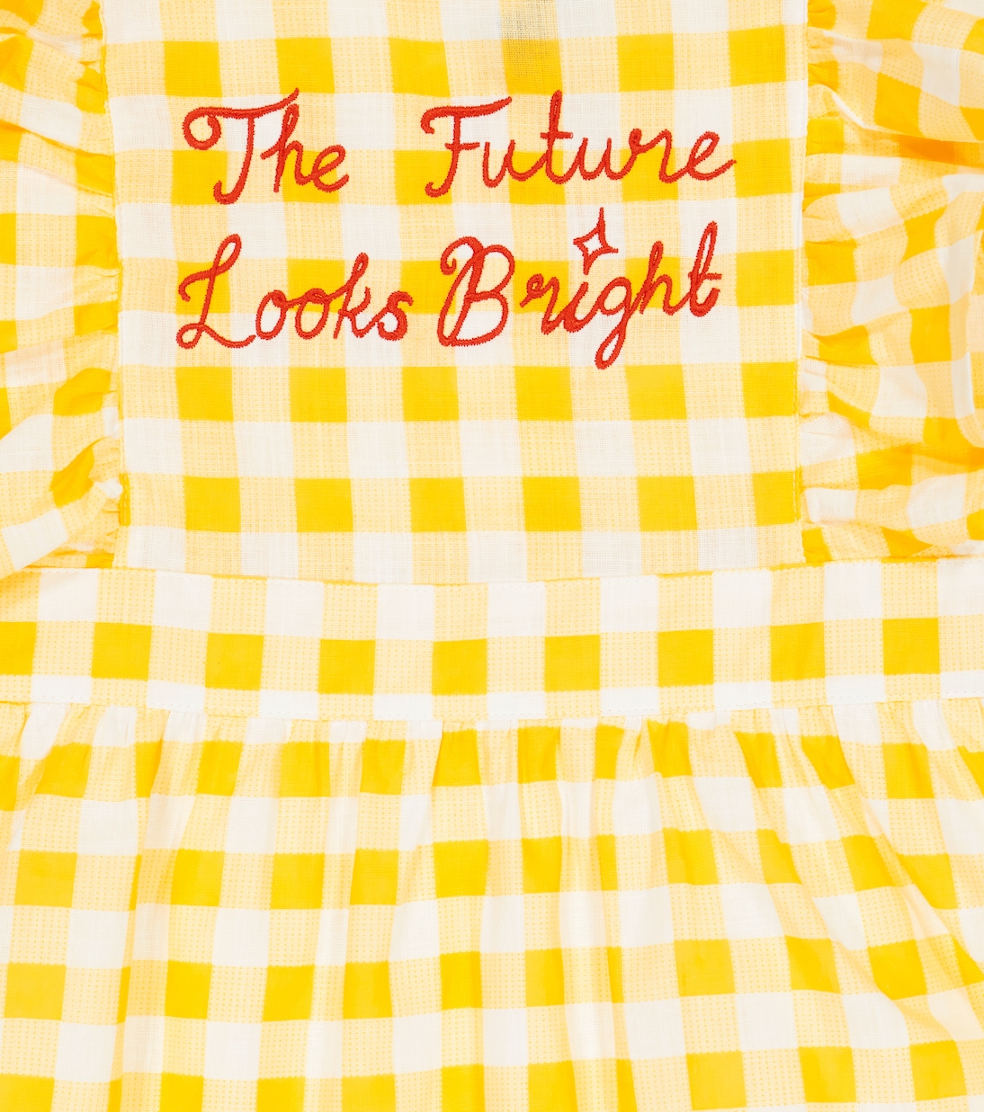 Embroidered gingham cotton dress | Mini Rodini