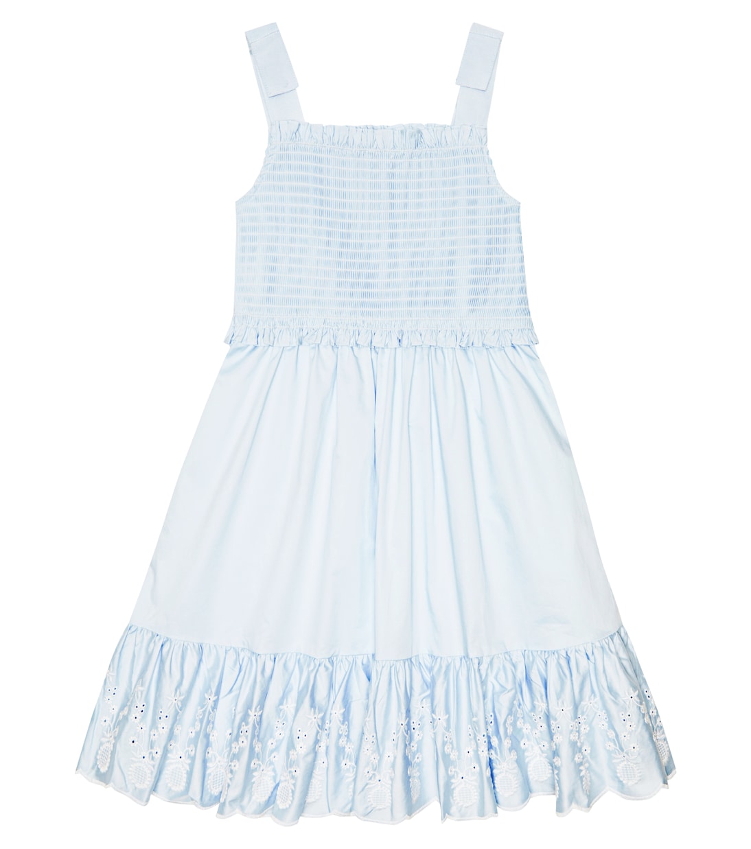 Smocked cotton poplin dress | Self-Portrait Kids