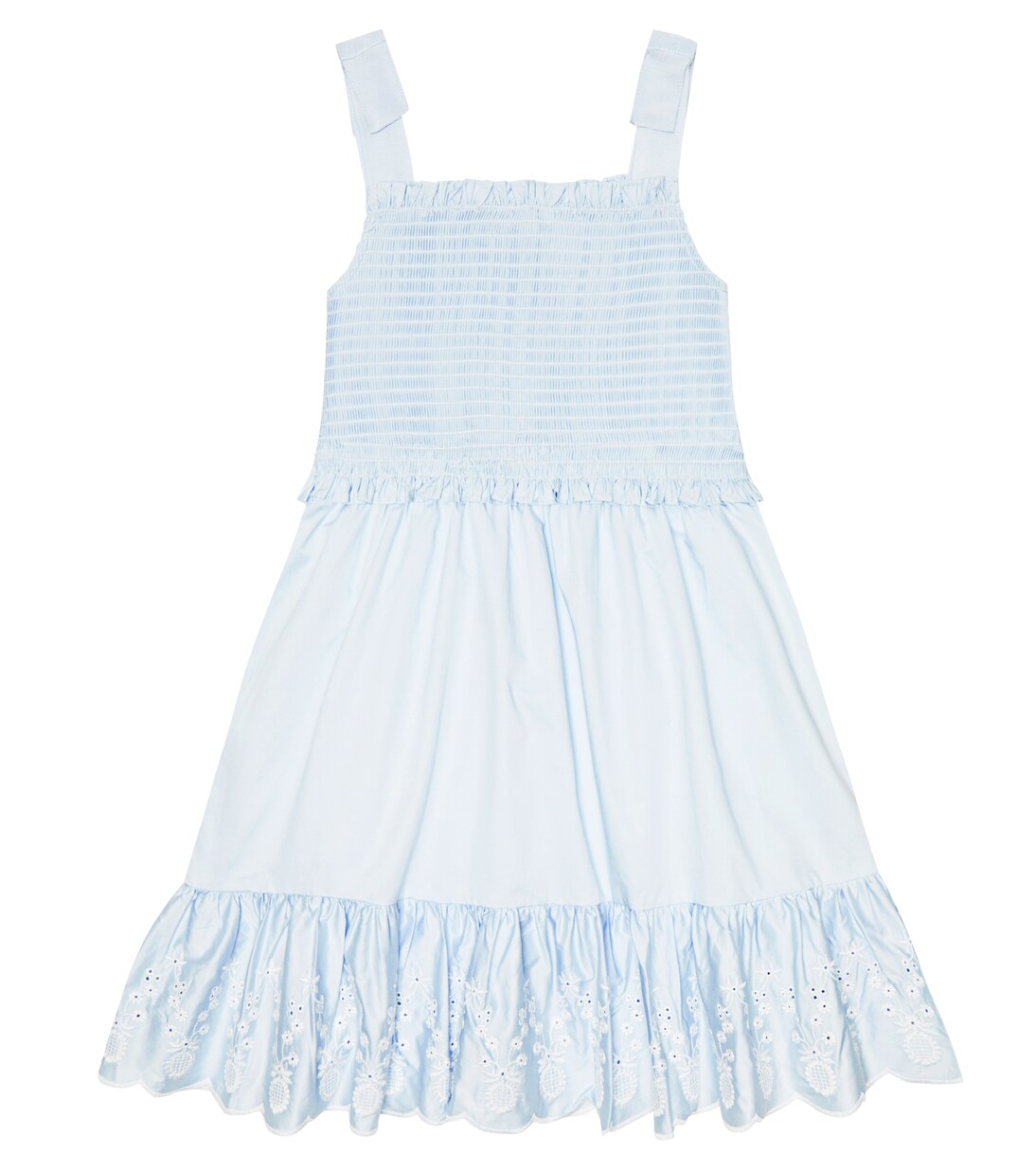 Smocked cotton poplin dress | Self-Portrait Kids