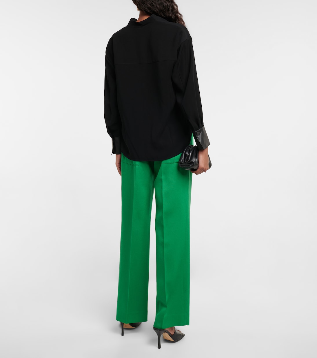 Bluse mit Lederimitat | Vince