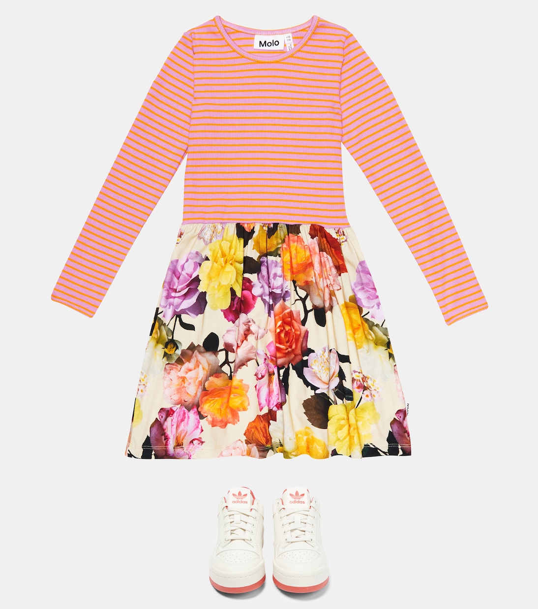 Cassie cotton-blend striped floral dress | Molo