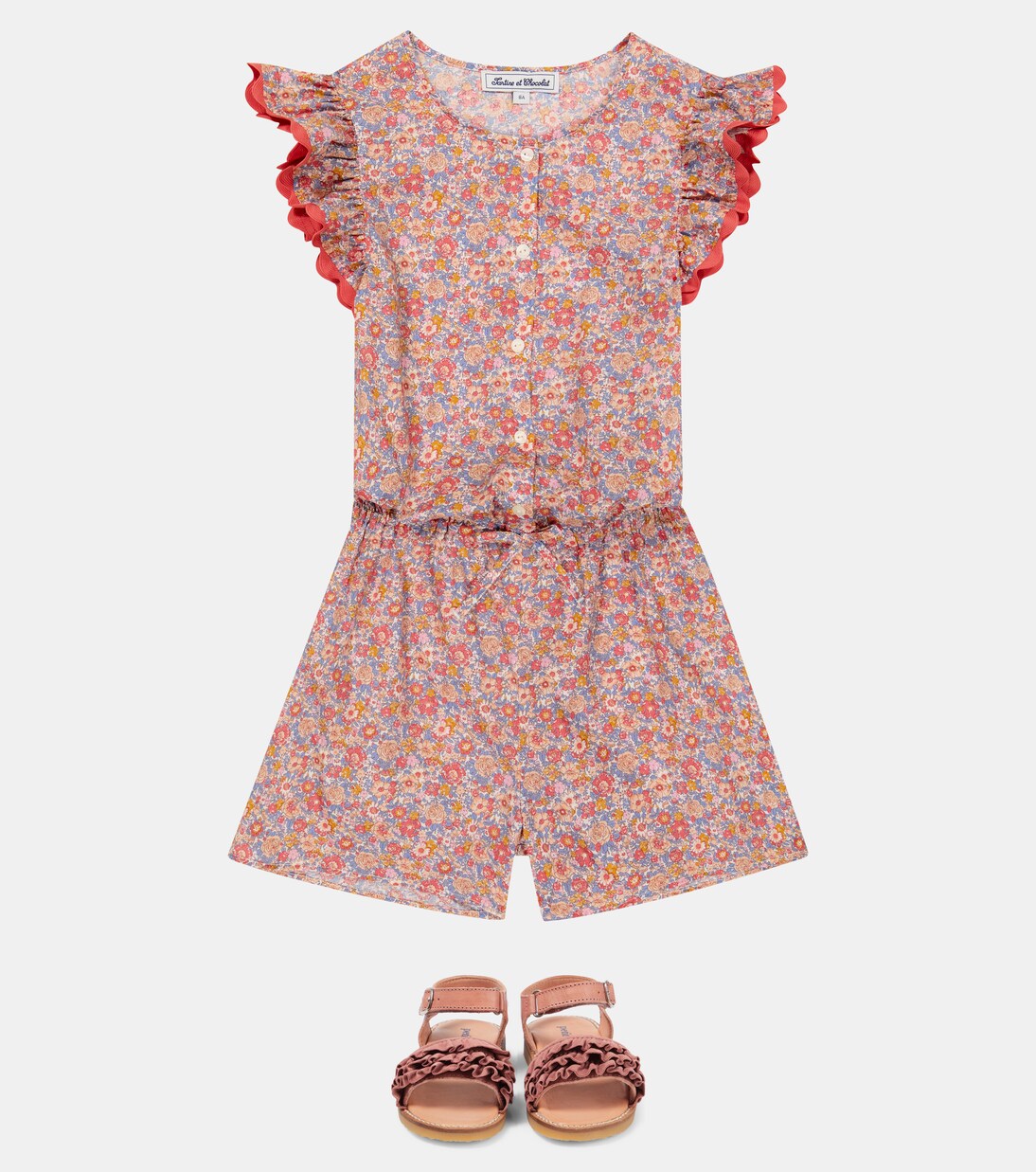 Embroidered floral cotton playsuit | Tartine et Chocolat