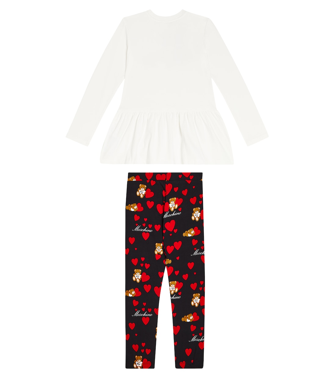 Printed cotton-blend dress and leggings set | Moschino Kids