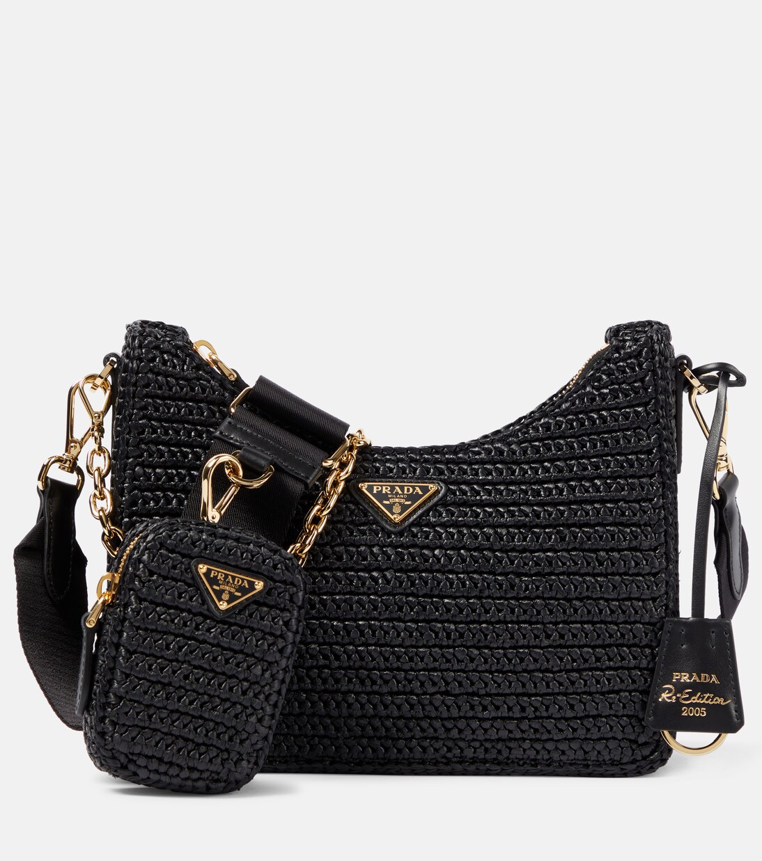 Small crochet raffia shoulder bag | Prada