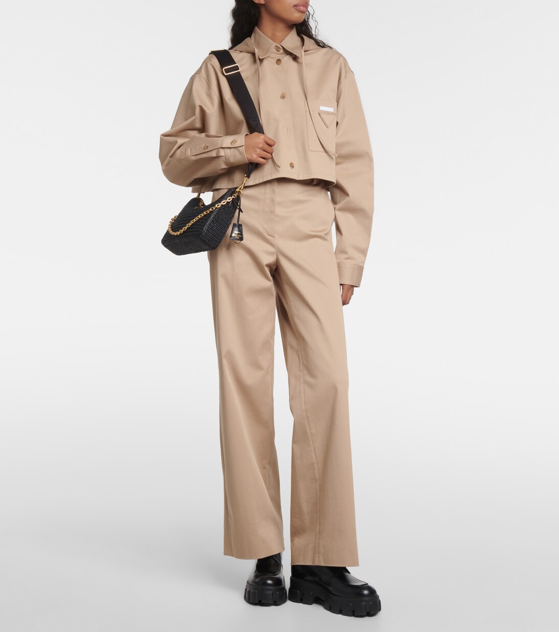 Small crochet raffia shoulder bag | Prada