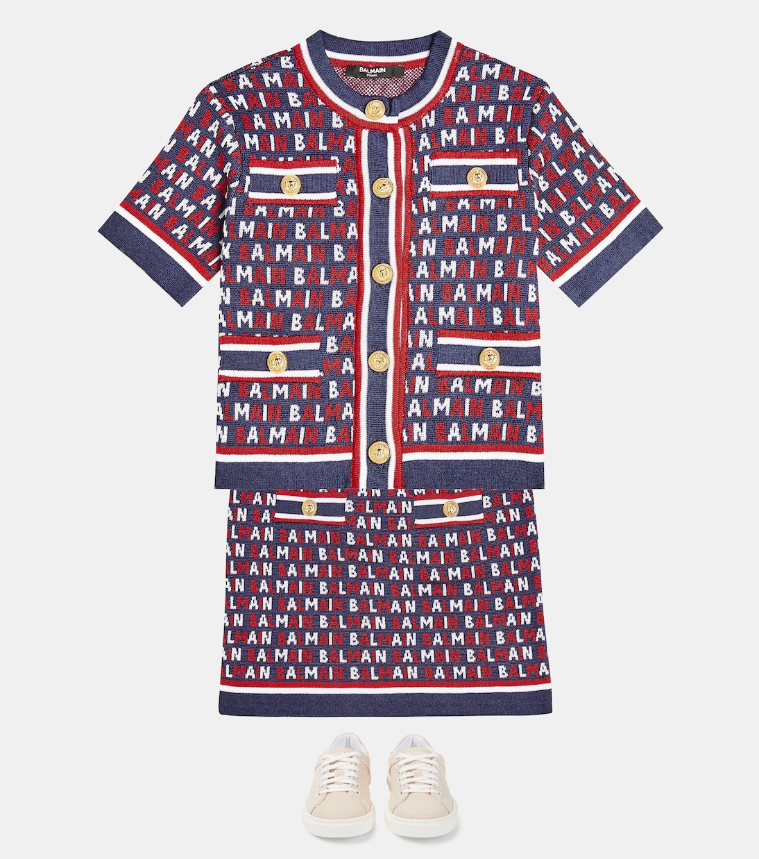 Cardigan en coton mélangé à monogramme | Balmain Kids